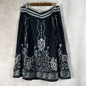 Coldwater Creek Elegant Black and White Embroidered Maxi Skirt